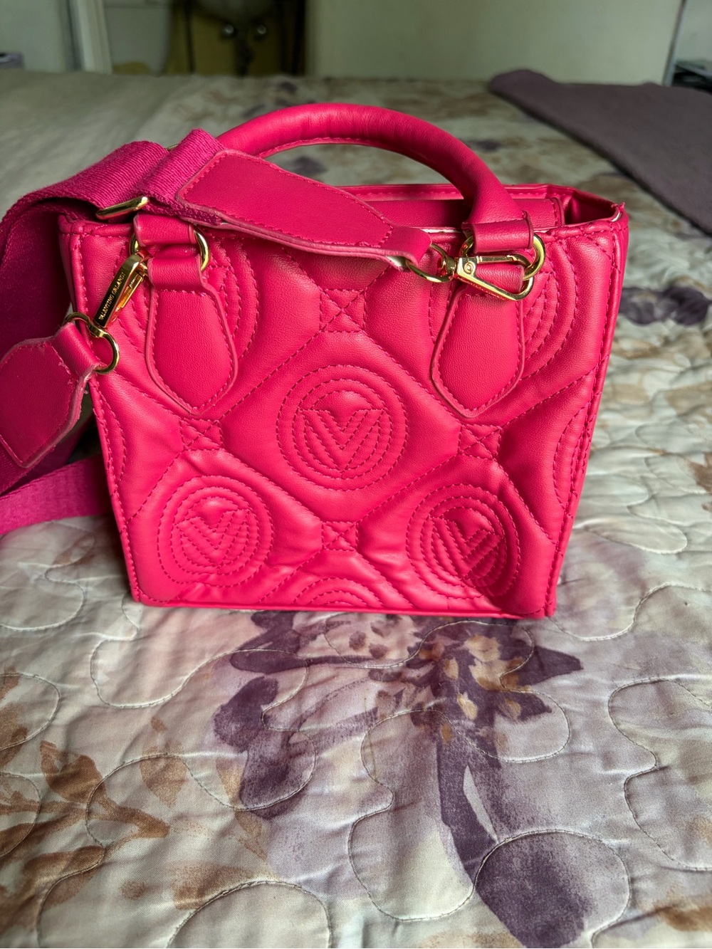 Bright Pink Quilted Valentino Top-Handle Women's Bag